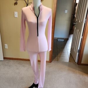 SHEIN Light Pink Zipper Jumpsuit